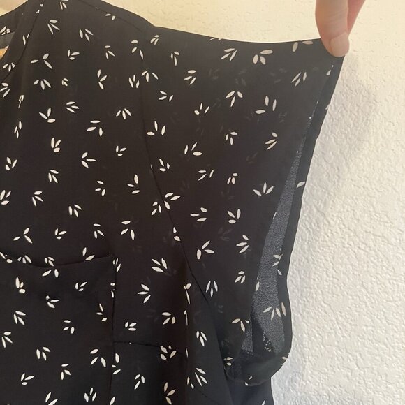 41 Hawthorn 3X Black White Print Button Short Sleeve Blouse - Picture 3 of 8